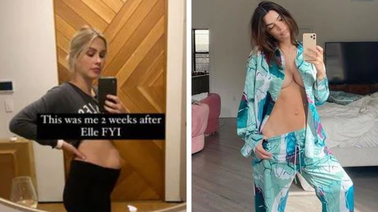 Emily was criticised by actress Claire Holt (left) for posting a photo of her flat stomach 11 days after giving birth. Picture: Instagram