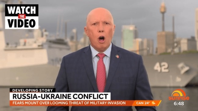 Peter Dutton says the build-up of Russian troops is "incredibly concerning" (Sunrise)