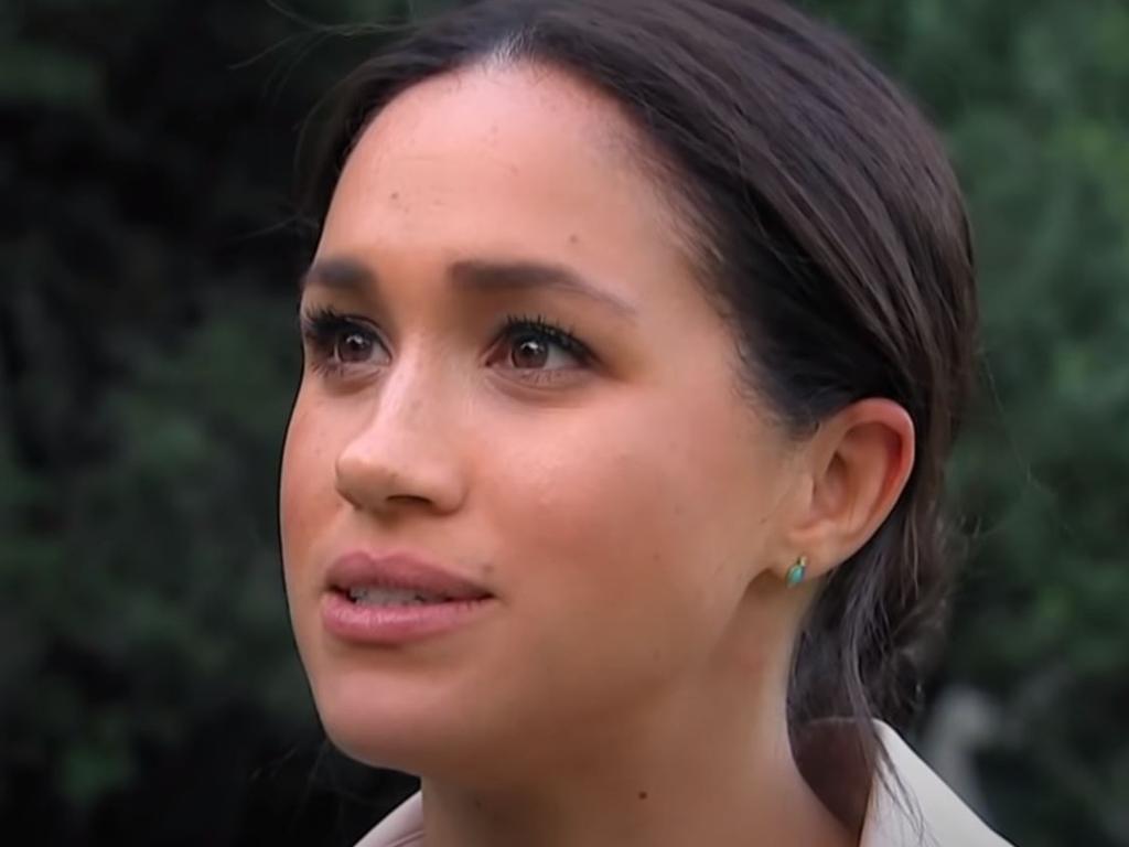 Meghan Markle became emotional during her interview with Tom Bradby. Picture: ITV, YouTube.