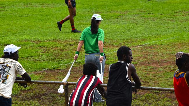 Images from the Round 9 NTFL MPL/WPL clash between the Tiwi Bombers and Palmerston Magpies at Bathurst Island, 30 November 2024. Picture: Darcy Jennings