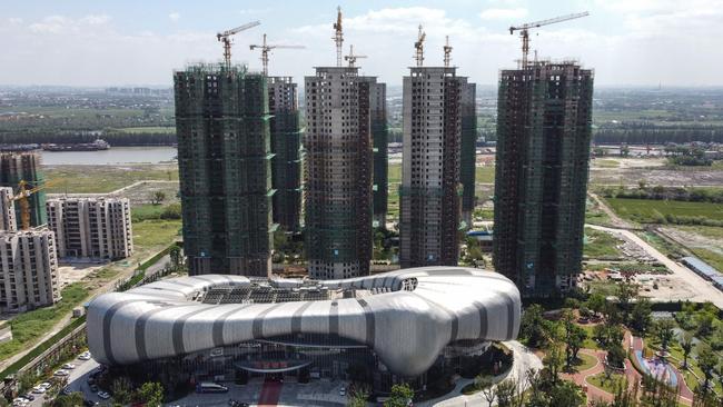 The halted under-construction Evergrande Cultural Tourism City in Suzhou city, in China's eastern Jiangsu province. Picture: AFP