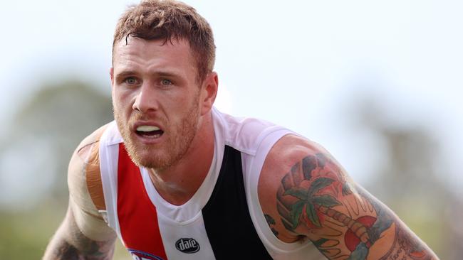 Tim Membrey looks determined during the clash with Fremantle. Picture: Michael Klein