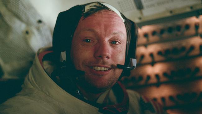 Neil Armstrong inside Lunar Module on Apollo 11. (NASA/National Archives and Records Administration). Used in the National Geographic documentary Apollo: Missions To The Moon.