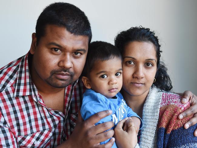 Ross Caldera and Stacey Nadarajah with son Dyrell. Picture: Rob Leeson.