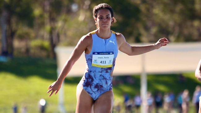 Brisbane teenager Torrie Lewis has become Australia’s fastest woman in history, producing a scintillating 11.10sec (+1.6 m/s) run in Canberra on Saturday to eclipse Melissa Breen’s national 100m record.