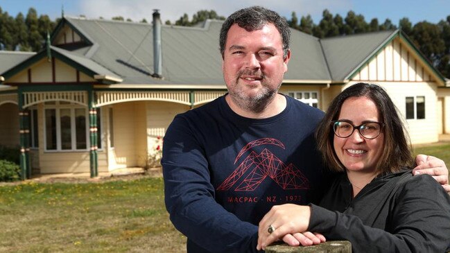 Richard and Ruby Glew moved to Ballan to get out of city life. Picture: Hamish Blair