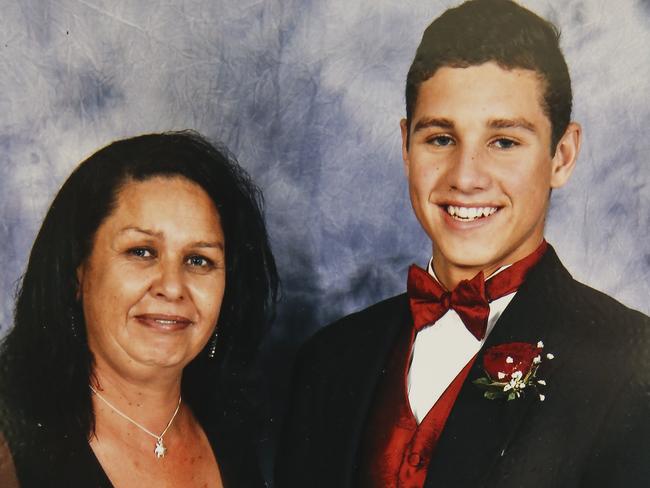 Clinton Skinner, 18, who died in June last year, with mother Amanda. Picture: Dylan Robinson