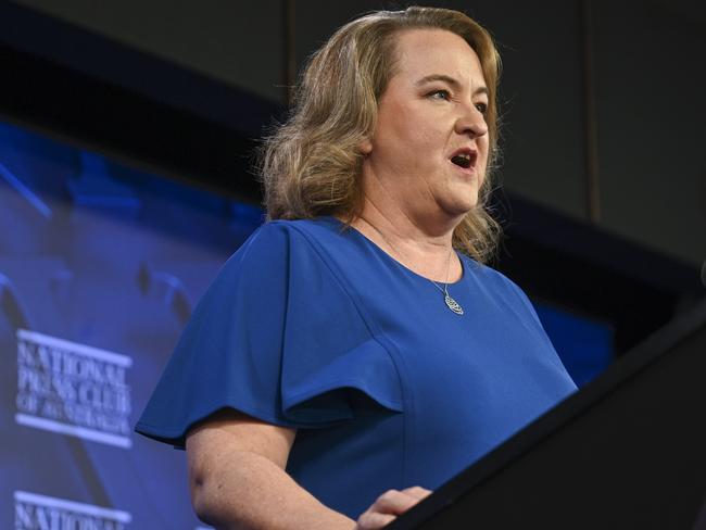 CANBERRA, AUSTRALIA, NewsWire Photos. MARCH 26, 2024: Mary Wooldridge, Chief Executive Officer of the Workplace Gender Equality Agency addresses the National Press Club in Canberra on 