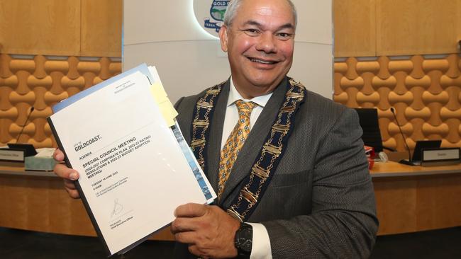 Mayor Tom Tate with the new budget will bring down the budget on Monday morning. Picture Glenn Hampson