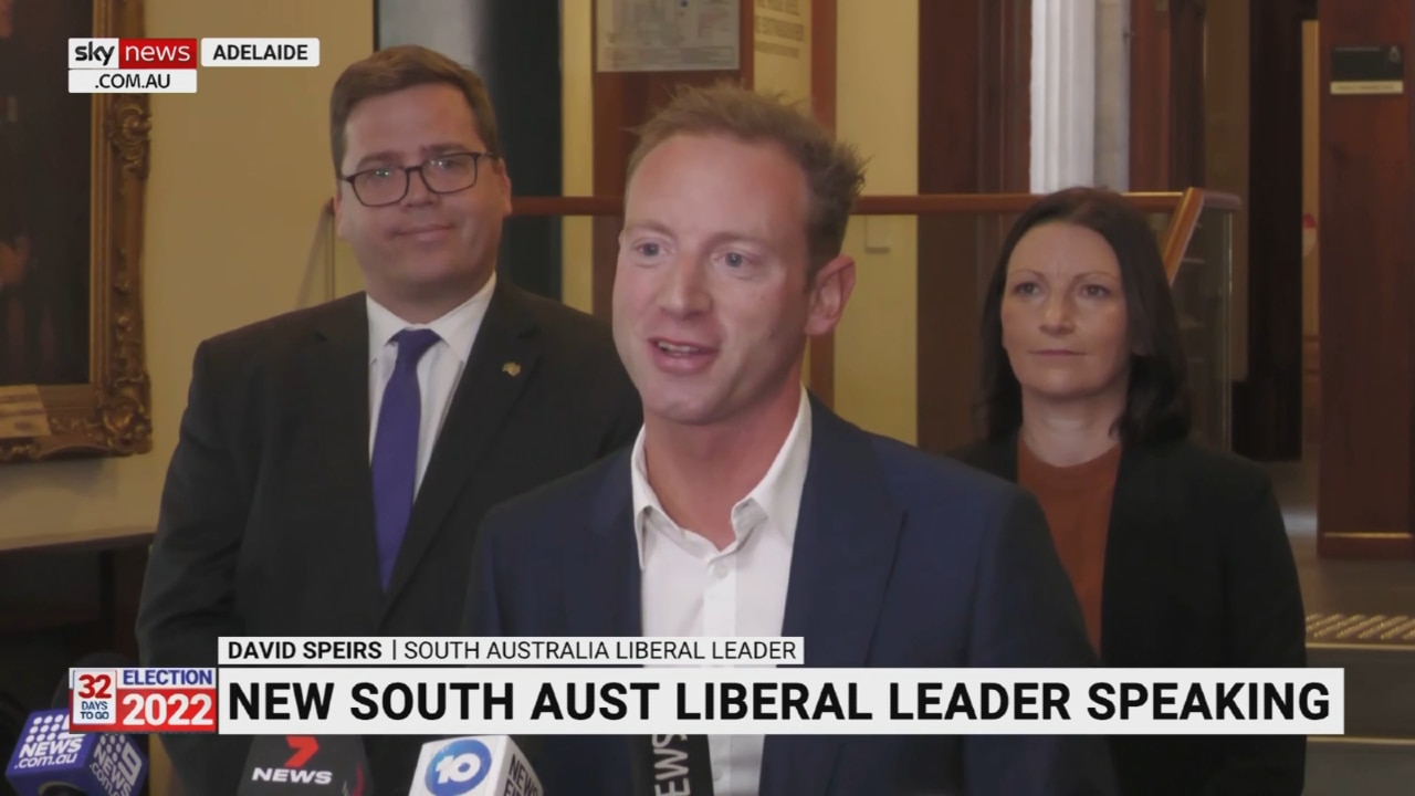 David Speirs speaks after being elected as new South Australian Liberal leader