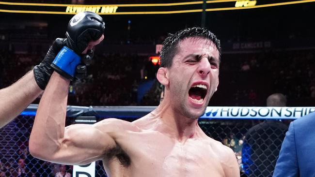 VANCOUVER, BRITISH COLUMBIA - JUNE 10:  Steve Erceg of Australia celebrates his victory over David Dvorak of the Czech Republic in their flyweight fight during the UFC 289 event at Rogers Arena on June 10, 2023 in Vancouver, Canada. (Photo by Jeff Bottari/Zuffa LLC)