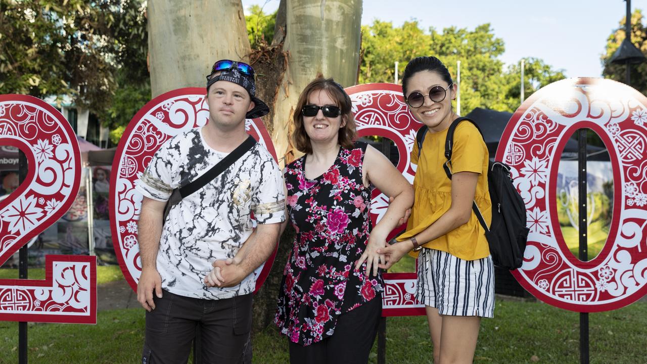 Lunar New Year celebrations at Caboolture. Keiran Frazer, Amanda Crosen and Ai, of Caboolture. Picture: Dominika Lis