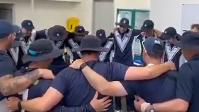 The Victorian men celebrate their win.