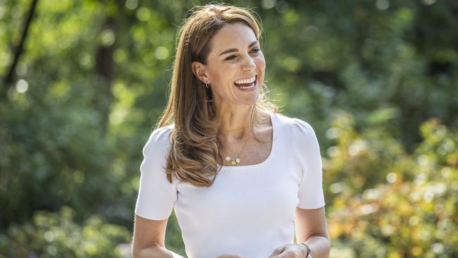 Catherine, Duchess of Cambridge, in a simple white shirt. Picture: Jack Hill/Getty