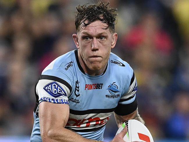 TOWNSVILLE, AUSTRALIA - JULY 27: Cameron McInnes of the Sharks during the round 21 NRL match between North Queensland Cowboys and Cronulla Sharks at Qld Country Bank Stadium, on July 27, 2024, in Townsville, Australia. (Photo by Ian Hitchcock/Getty Images)