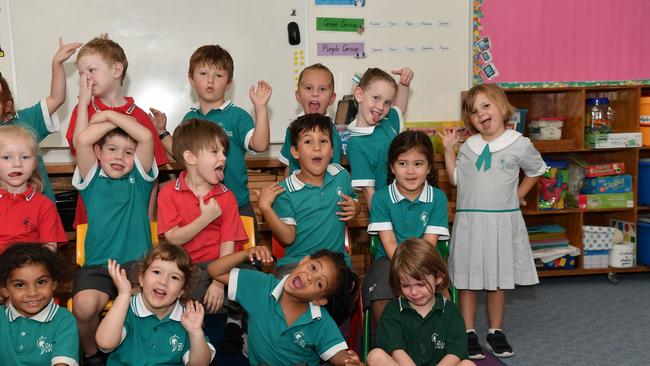 MY FIRST YEAR: Funny faces. Kuluin State School Preps. Picture: Patrick Woods.