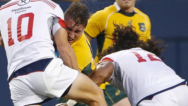 Sean McMahon was in the thick of things throughout for the Wallabies.