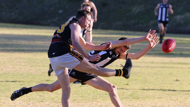 Action from the Hahndorf v Lobethal HFL game on Saturday. Picture: Aliza Fuller/Lobethal Football Club