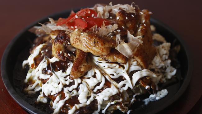 TasWeekend.  Indulge.  Okonomi Yaki cabbage pancake with chicken.  Teppanyaki Legend in Hobart.  Picture: Nikki Davis-Jones