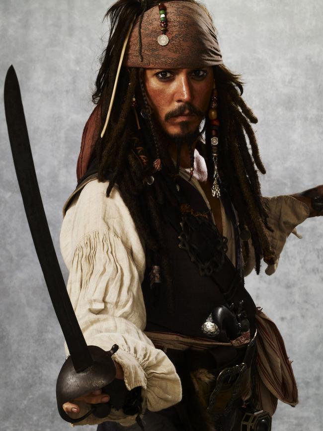 Johnny Depp as Captain Jack Sparrow in "The Pirates of the Caribbean".