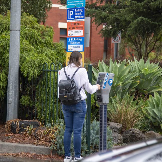 Parking at Melbourne Polytechnic in Fairfield. Picture: Andy Brownbill