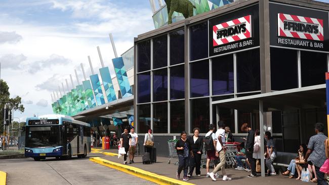 The bus interchange outside Macquarie Centre, Macquarie Park. Picture: Adam Ward