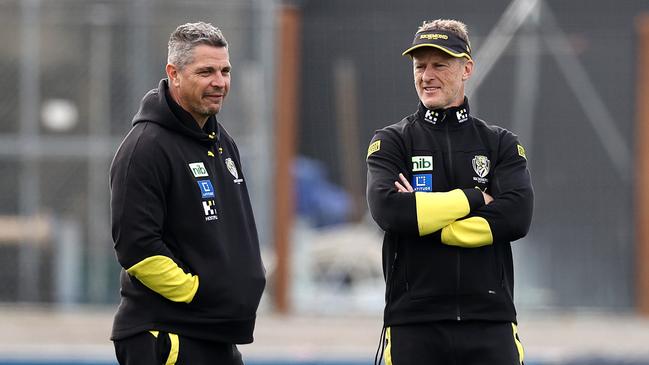 New Giants senior coach Adam Kingsley (left) and Damien Hardwick were a successful combination at Richmond. Picture: Michael Klein