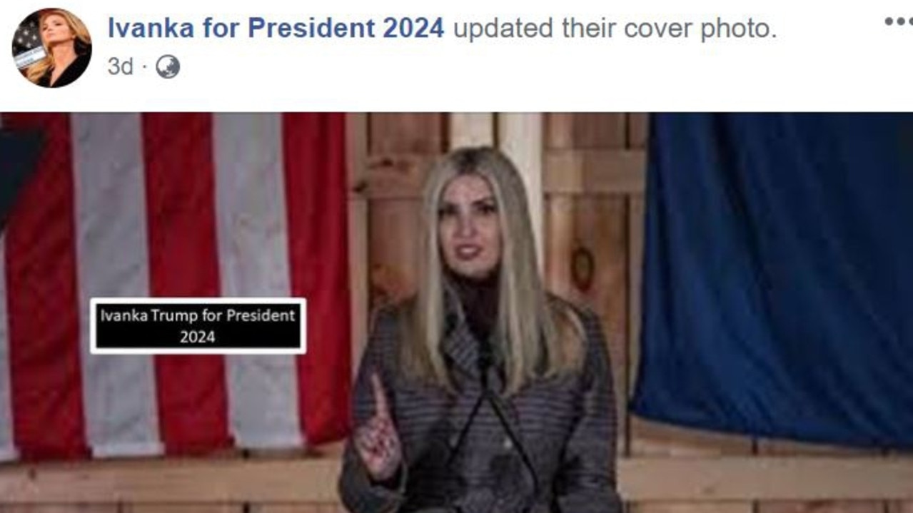 A Facebook page (above) has been started touting Ivanka Trump as the Republican presidential candidate for the next race in 2024