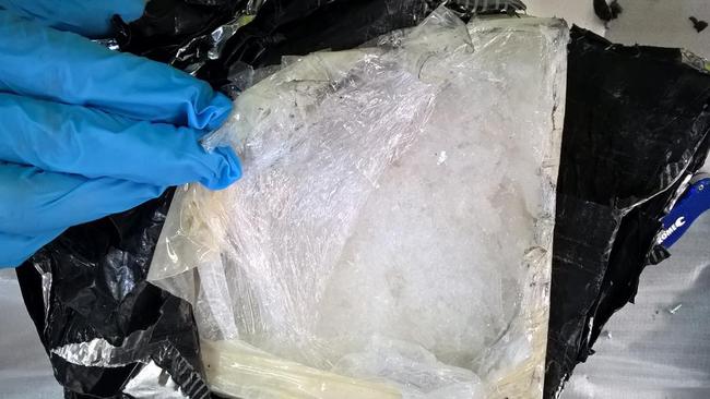 Border Force officers found a crystalline substance hidden inside the speakers. Picture: ABF