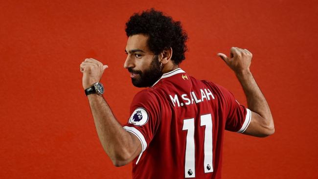 Mohamed Salah after signing for Liverpool.