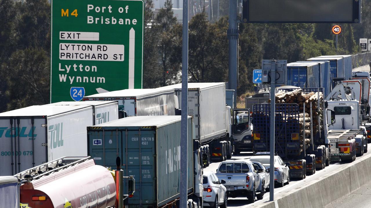 Climate protesters shut down Port of Brisbane motorway on Monday. Picture: NCA NewsWire/Tertius Pickard