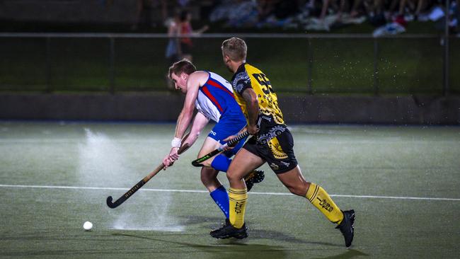 Action from the TPL Men's grand final between East Darwin Storm and the Nightcliff Tigers at Marrara Stadium, 2024. Picture: Patch Clapp.