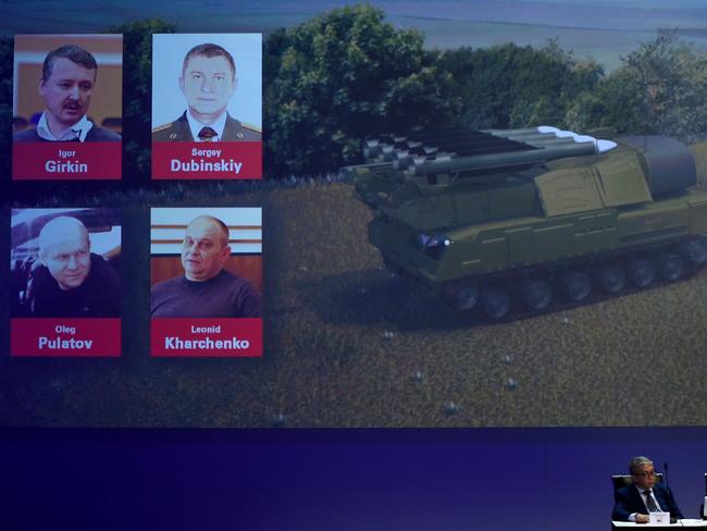 Members of the Joint Investigation Team hold a press conference on June 19, 2019 where four suspects were named and the BUK missile launcher identified. Picture: AFP