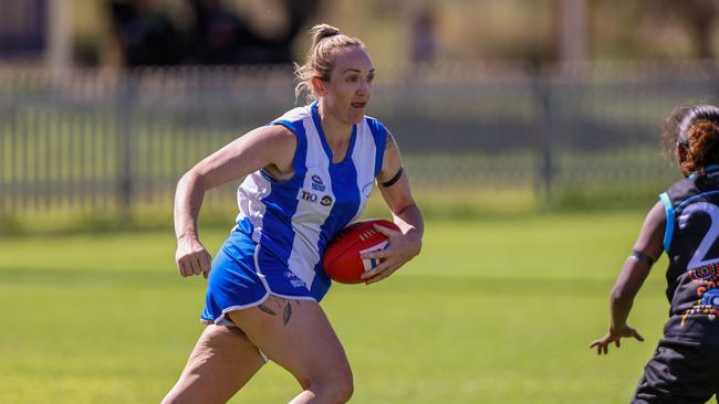 Ebony Miller has continued to prove herself the most consistent player in the CAFL. Picture: Charlie Lowson / AFLNT Media