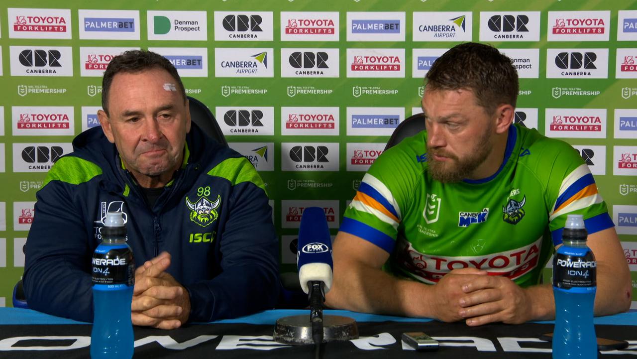 Ricky Stuart was emotional speaking about Jack Wighton. Photo: Fox Sports.