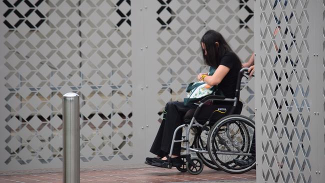 Zoe Anne Gooding was on trial in Townsville District Court for driving into her neighbour on Holbourne St. She appeared in a wheelchair to hear the verdict on Thursday, December 5.