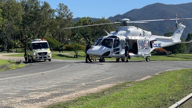 Paramedics and the CQ Rescue helicopter were called to Kinchant Dam after reports a man was injured while tubing. December 8, 2024. Photo: Fergus Gregg