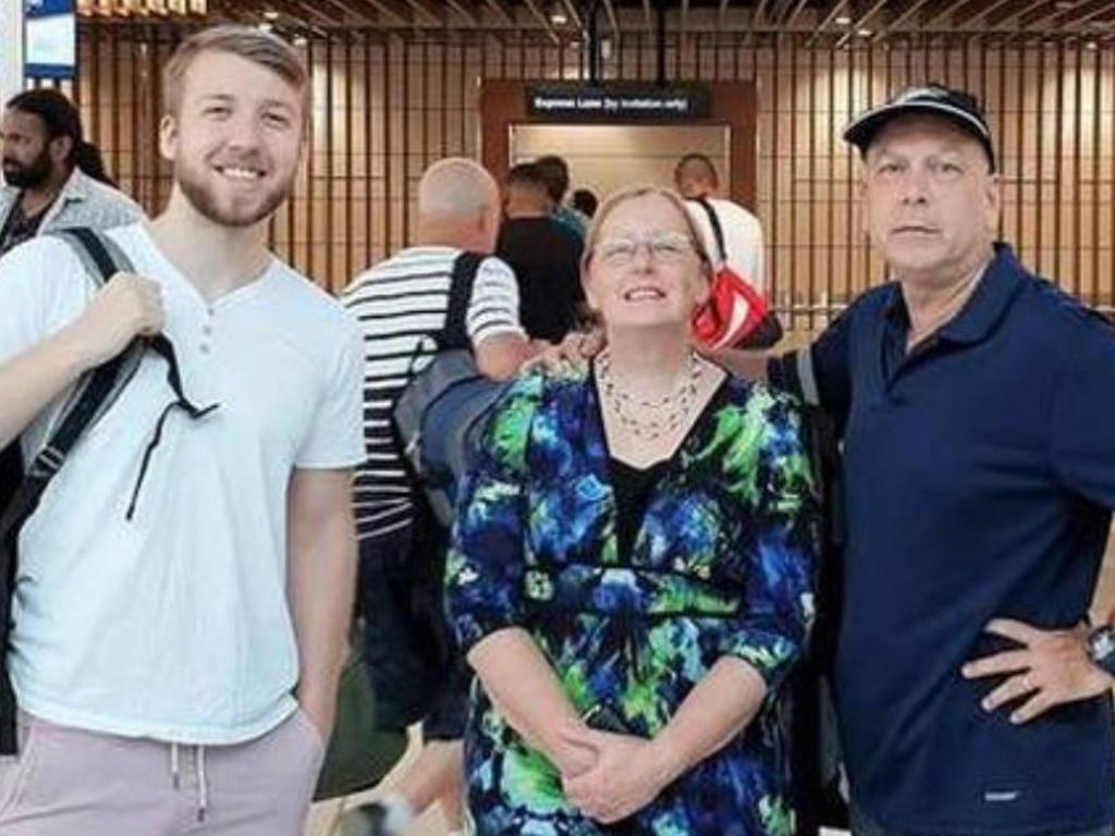 Byron, Lisa and Brett Clark at Auckland Airport. Picture: Lisa Clark