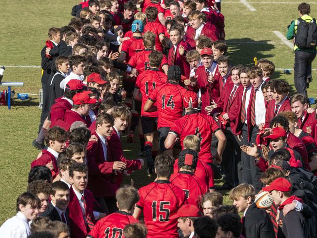 Terrace run onto the field in the GPS 1st XV Rugby game between Brisbane Grammar and Gregory Terrace at Northgate, Saturday, July 30, 2022 - Picture: Richard Walker