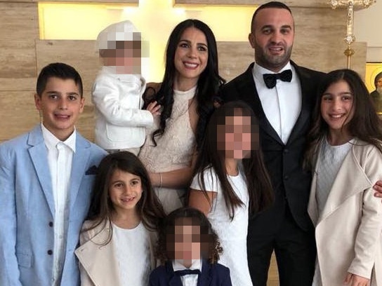 The parents of 3 of the Oatlands fatal crash victims Daniel Abdallah and Leila Geagea. There children are Antony Abdallah, (13, L), Angelina Abdallah (12, R) and sister Sienna Abdallah (8, F-L). Supplied by Daniel Abdallah