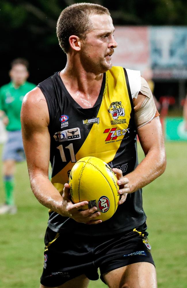 Nightcliff Tigers player Zachary Moody in the 2023-24 NTFL season. Picture: Celina Whan / AFLNT Media