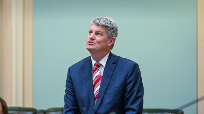 Queensland Tourism Minister Stirling Hinchliffe announces he will not contest the next state election, at Parliament House in Brisbane. Picture: Dan Peled / NCA NewsWire