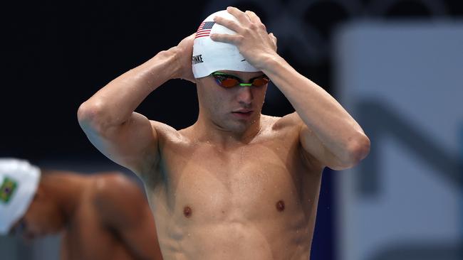 TOKYO, JAPAN - JULY 30: Robert Finke of Team United States prepares to compete in heat four of the Men's 1500m Freestyle on day seven of the Tokyo 2020 Olympic Games at Tokyo Aquatics Centre on July 30, 2021 in Tokyo, Japan. (Photo by Tom Pennington/Getty Images)