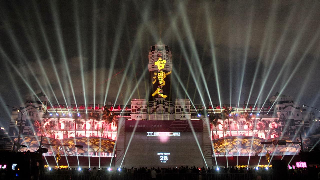 Light projections at Taiwan's Presidential Palace in Taipei on Tuesday during a ceremony to celebrate national day on October 10. Picture: Sam Yeh / AFP