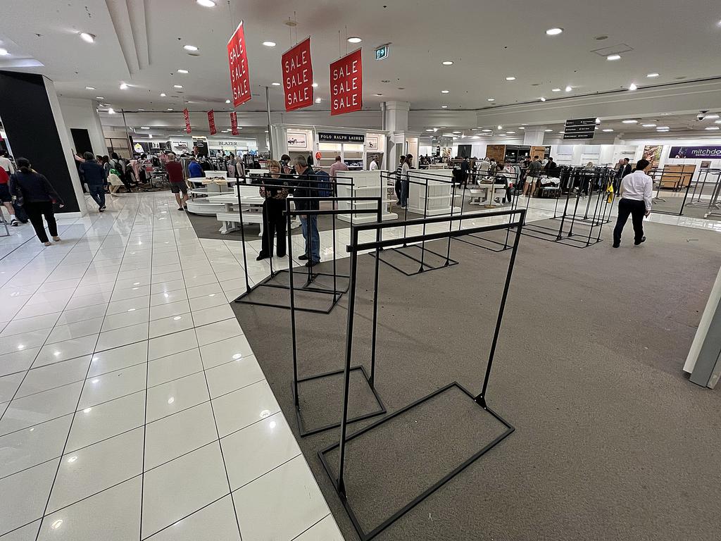 Shoppers flock to Myer’s Brisbane CBD store on its last day of trading. Picture: Lyndon Mechielsen