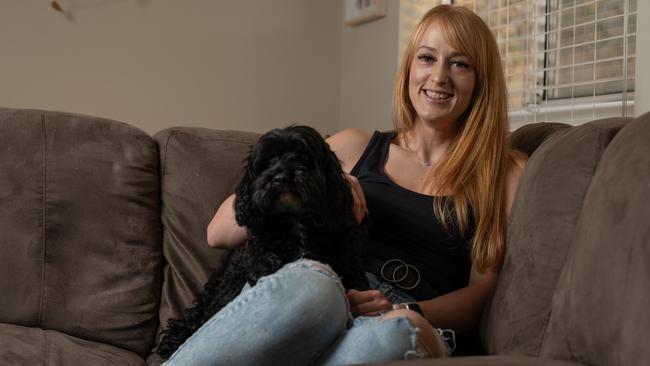 Jayde Hanna with her dog Lockie. Picture: Naomi Jellicoe