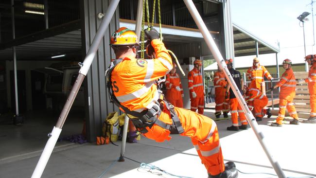 SES members from Ballina, Casino, Coraki and Lismore undertook Participate In A Rescue Operation training at Lismore Unit on Sunday February 28, 2021. Photo: Alison Paterson