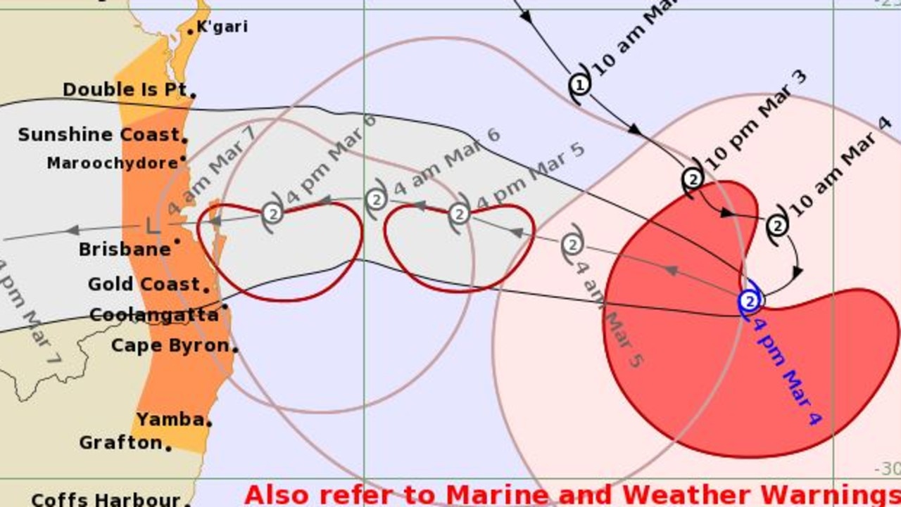 The BOM's cyclone tracking map was updated at 4.43pm Tuesday.