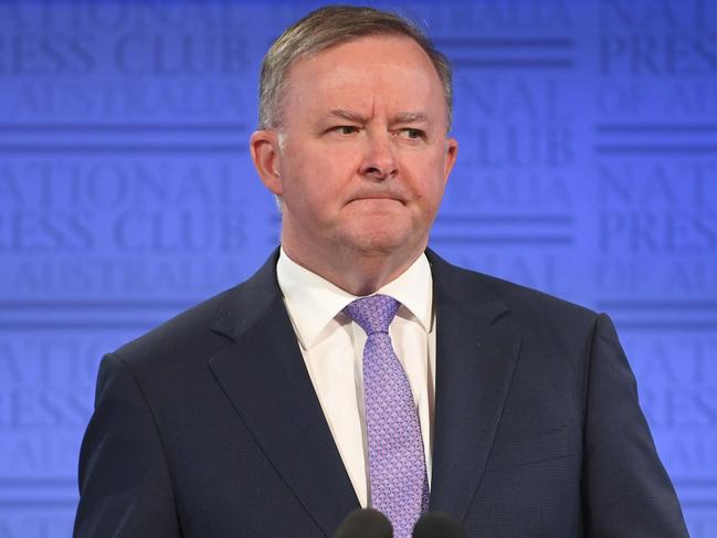 Australian Opposition Leader Anthony Albanese speaks at the National Press Club in Canberra, Friday, November 8, 2019. (AAP Image/Lukas Coch) NO ARCHIVING