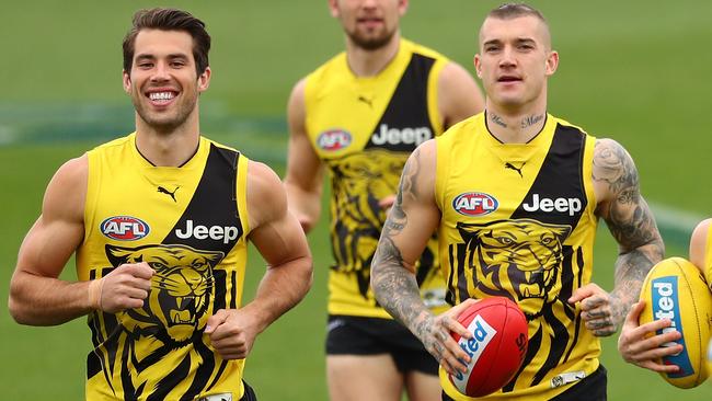 Alex Rance and Dustin Martin at a Richmond training session. (Photo by Scott Barbour/Getty Images)